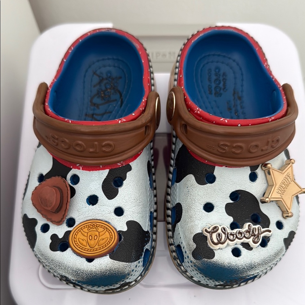 CROCS Blue and Brown Slippers with Adjustable Straps
